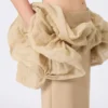 Viscose jersey midi skirt with ruffles, camel