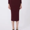 Viscose pencil skirt, bordeaux