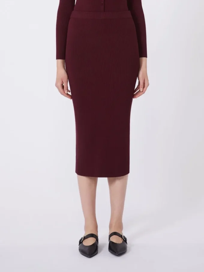 Viscose pencil skirt, bordeaux