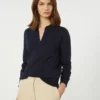 Viscose polo-neck sweater, navy