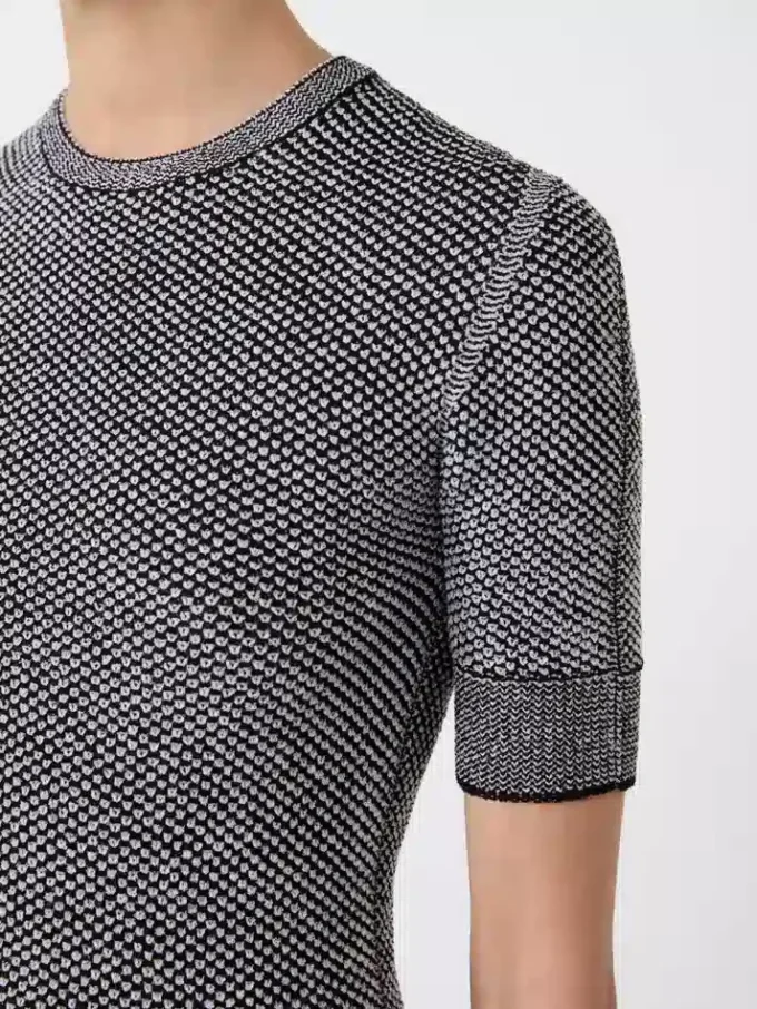 Viscose short-sleeved mesh jumper, white black