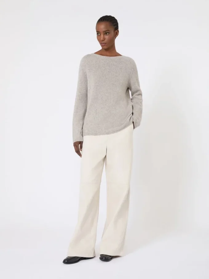 Washed cotton trousers, natural
