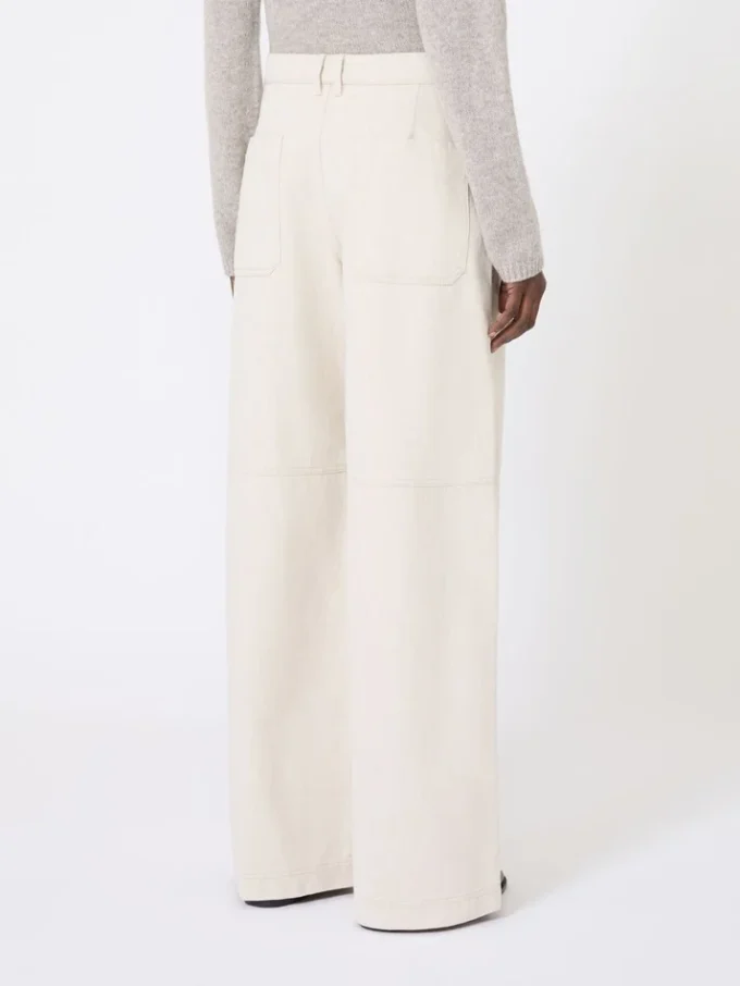 Washed cotton trousers, natural