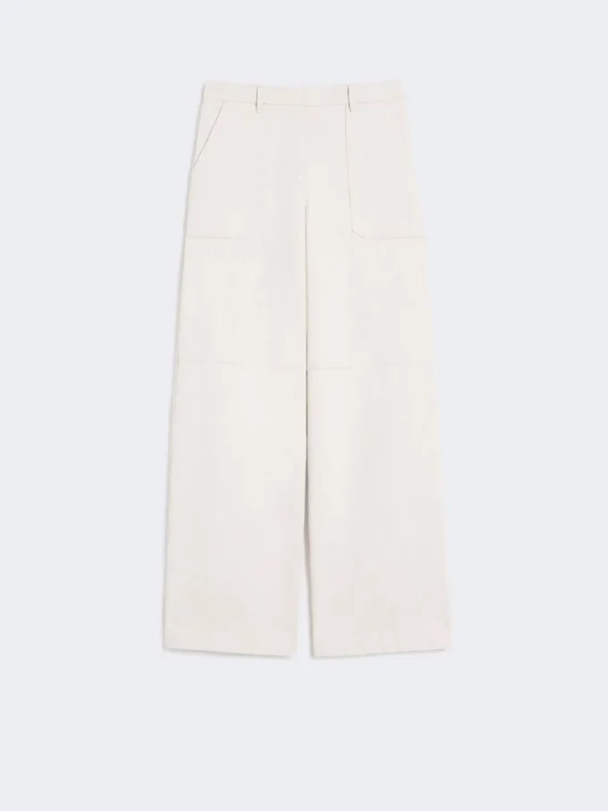 Washed cotton trousers, natural