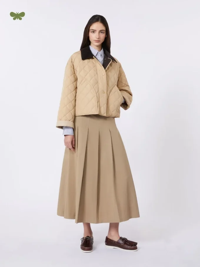 Washed gabardine skirt, hazelnut brown