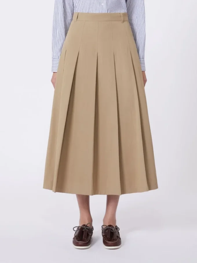 Washed gabardine skirt, hazelnut brown