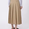 Washed gabardine skirt, hazelnut brown