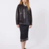 Washed satin skirt, black Washed satin skirt, black