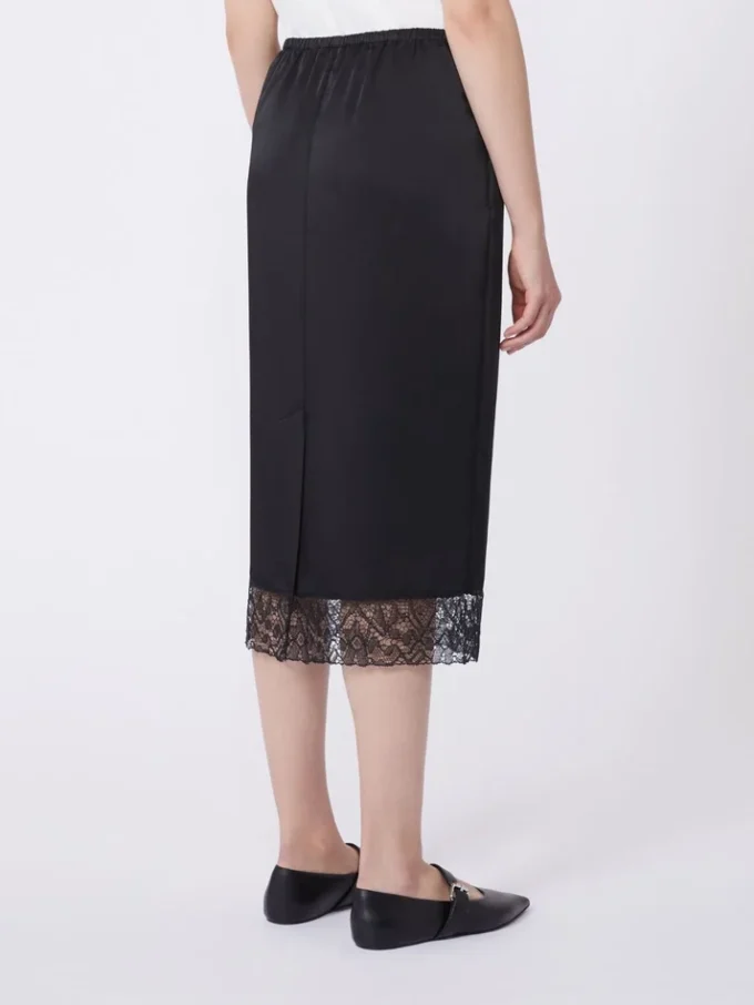 Washed satin skirt, black Washed satin skirt, black