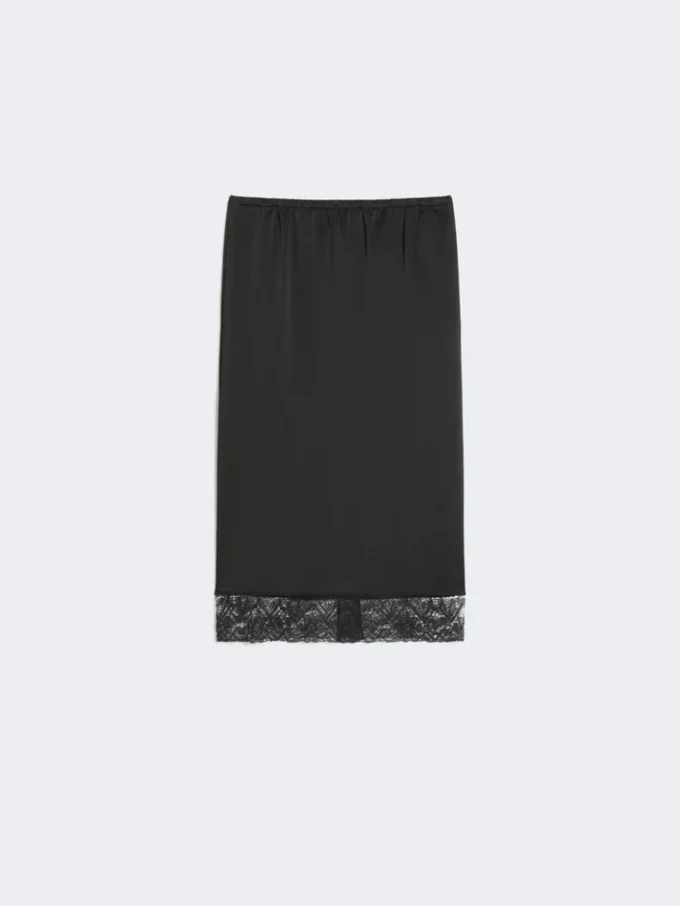 Washed satin skirt, black Washed satin skirt, black