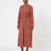 Washed silk canvas dress, terra cotta