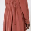 Washed silk canvas dress, terra cotta