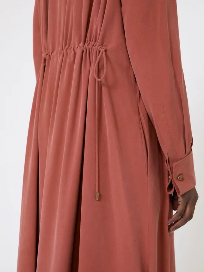 Washed silk canvas dress, terra cotta