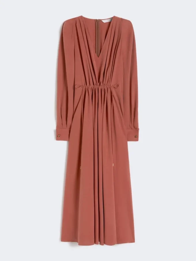 Washed silk canvas dress, terra cotta
