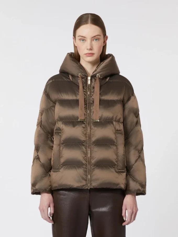 Water-repellent canvas belted down jacket, hazelnut brown Water-repellent canvas belted down jacket, hazelnut brown