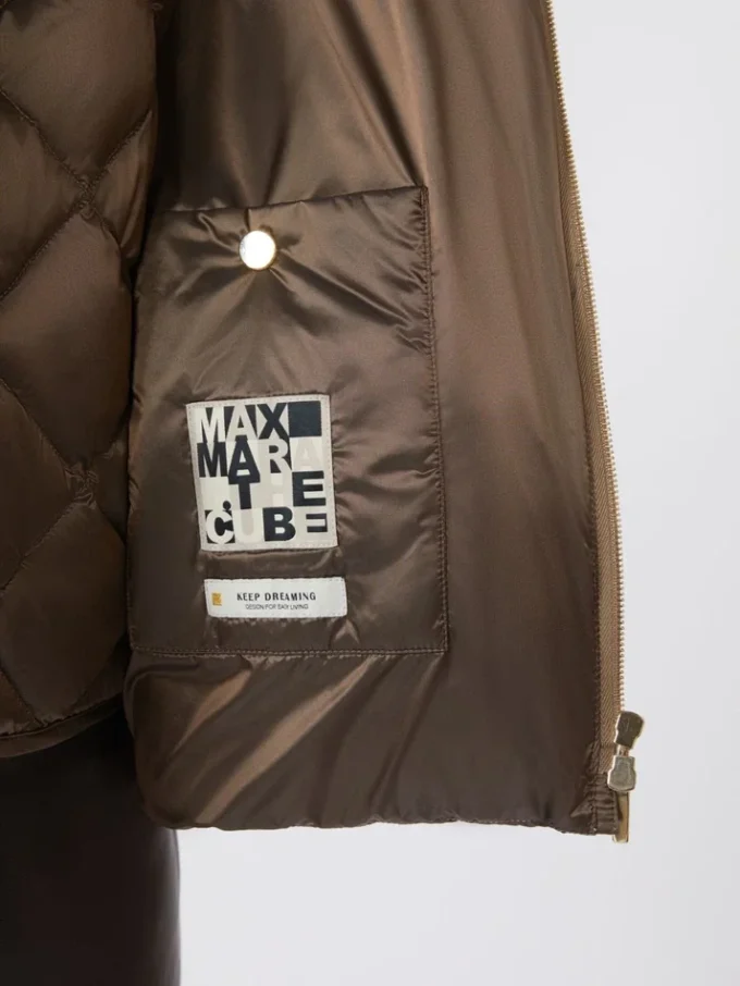 Water-repellent canvas belted down jacket, hazelnut brown Water-repellent canvas belted down jacket, hazelnut brown