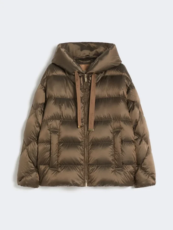 Water-repellent canvas belted down jacket, hazelnut brown Water-repellent canvas belted down jacket, hazelnut brown