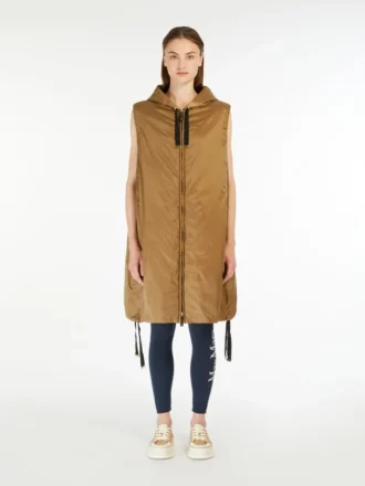 Water-repellent canvas gilet, caramel