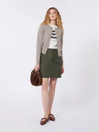Water-repellent canvas mini skirt, kaki