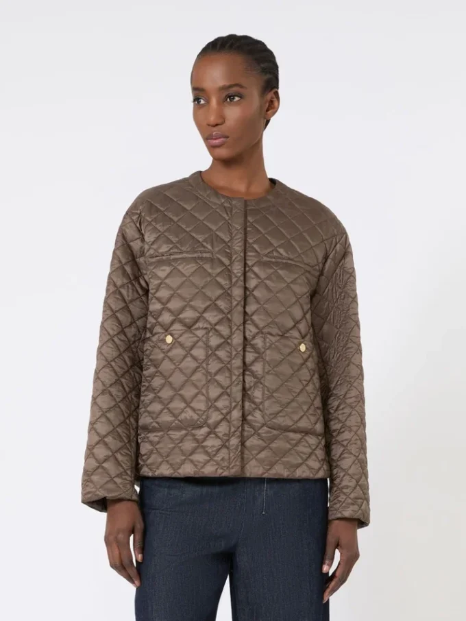 Water-repellent canvas padded jacket, hazelnut brown