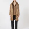 Water-repellent canvas padded parka, camel