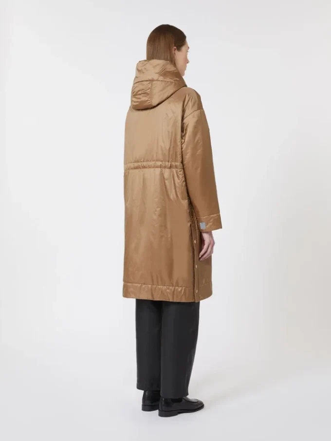 Water-repellent canvas padded parka, camel