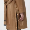 Water-repellent canvas padded parka, camel