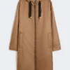 Water-repellent canvas padded parka, camel