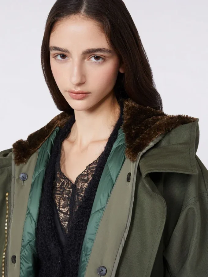 Water-repellent canvas parka, kaki Water-repellent canvas parka, kaki