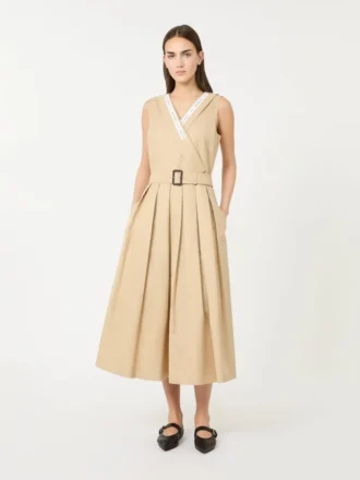 Water-repellent gabardine dress, beige