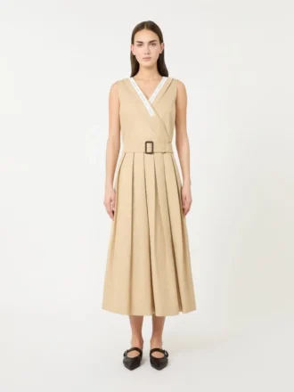 Water-repellent gabardine dress, beige