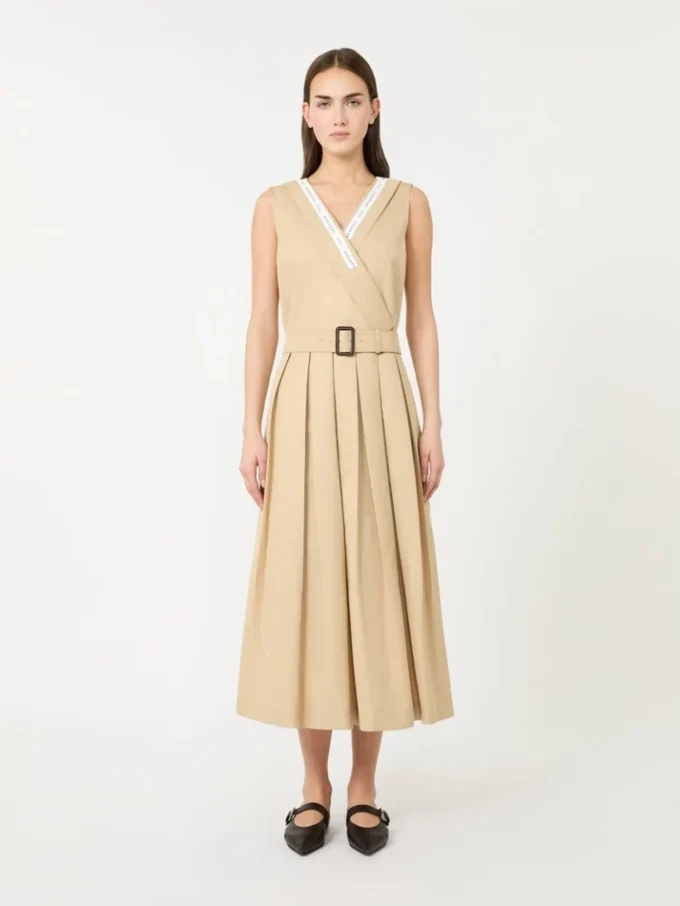 Water-repellent gabardine dress, beige Water-repellent gabardine dress, beige
