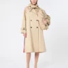 Water-repellent gabardine trench coat with print, plum Water-repellent gabardine trench coat with print, plum