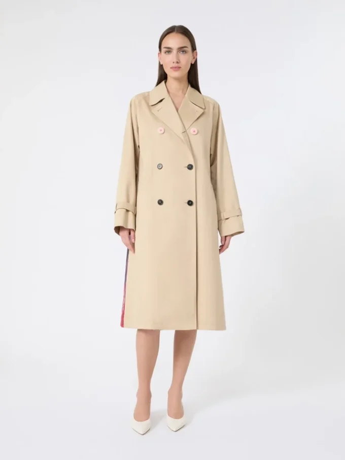Water-repellent gabardine trench coat with print, plum Water-repellent gabardine trench coat with print, plum