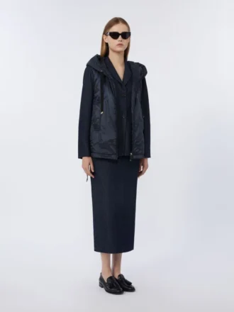 Water-repellent padded canvas hooded gilet, midnightblue