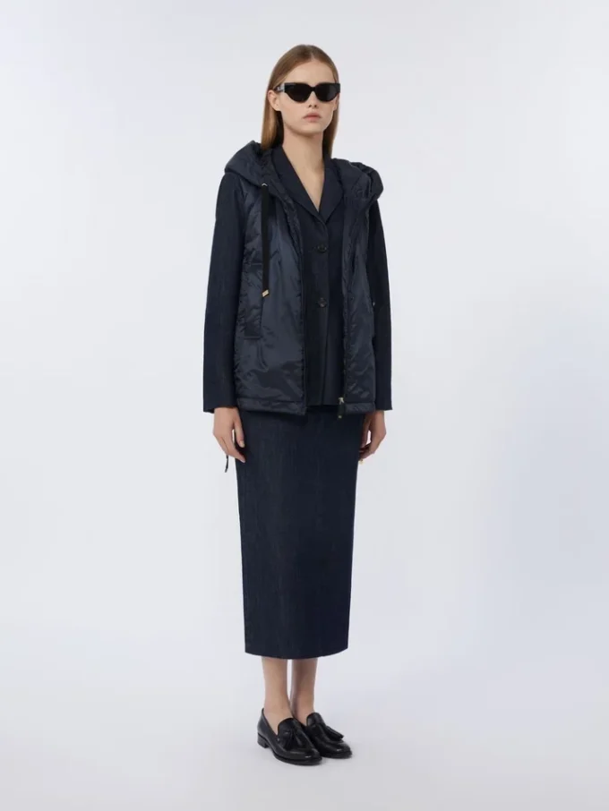 Water-repellent padded canvas hooded gilet, midnightblue Water-repellent padded canvas hooded gilet, midnightblue