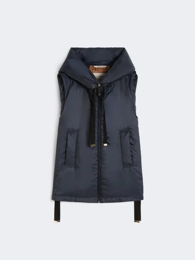 Water-repellent padded canvas hooded gilet, midnightblue Water-repellent padded canvas hooded gilet, midnightblue