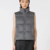 Water-repellent padded cashmere and canvas gilet, medium grey Water-repellent padded cashmere and canvas gilet, medium grey