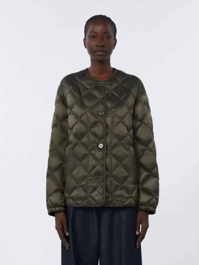 Water-repellent quilted canvas down jacket, dark green Water-repellent quilted canvas down jacket, dark green
