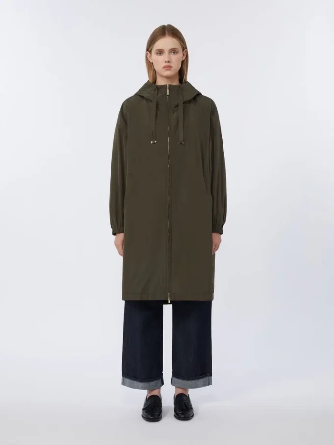 Water-repellent taffeta parka, green
