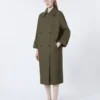 Water-repellent twill belted trench coat, green Water-repellent twill belted trench coat, green