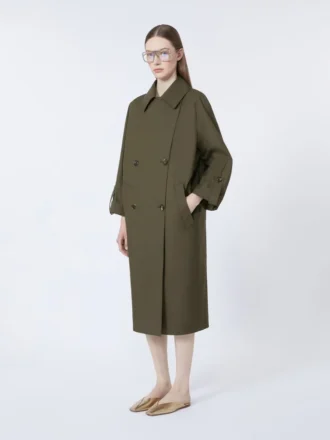 Water-repellent twill belted trench coat, green Water-repellent twill belted trench coat, green