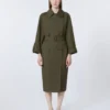 Water-repellent twill belted trench coat, green Water-repellent twill belted trench coat, green