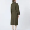 Water-repellent twill belted trench coat, green Water-repellent twill belted trench coat, green