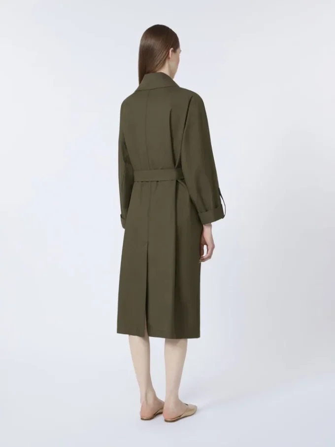 Water-repellent twill belted trench coat, green Water-repellent twill belted trench coat, green