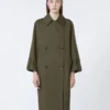 Water-repellent twill belted trench coat, green Water-repellent twill belted trench coat, green