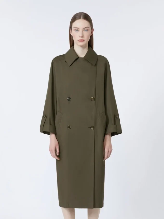 Water-repellent twill belted trench coat, green Water-repellent twill belted trench coat, green