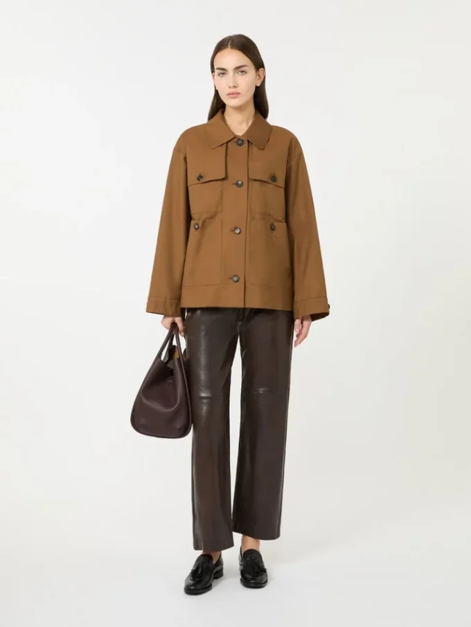 Water-repellent twill jacket, tobacco