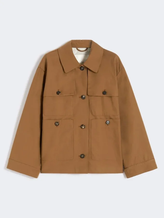 Water-repellent twill jacket, tobacco