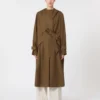 Water-repellent wool gabardine duster coat, brown